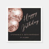 Serviette En Papier Bal Disco Gold rose Joyeux anniversaire (Devant)
