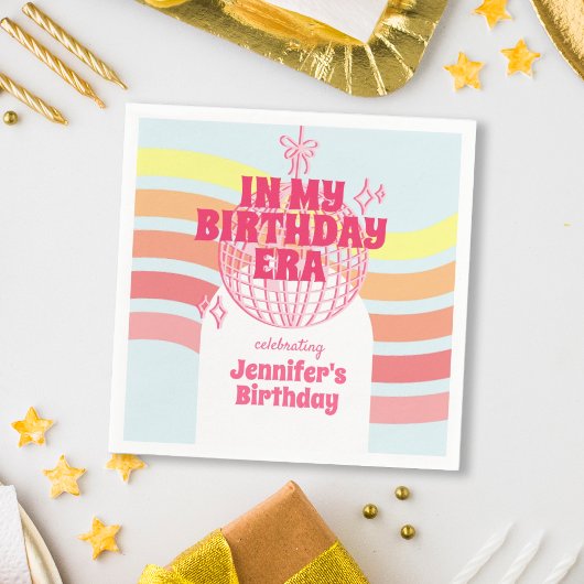 Serviette En Papier Bal Disco Rose Retro Dans Mon Anniversaire Fête