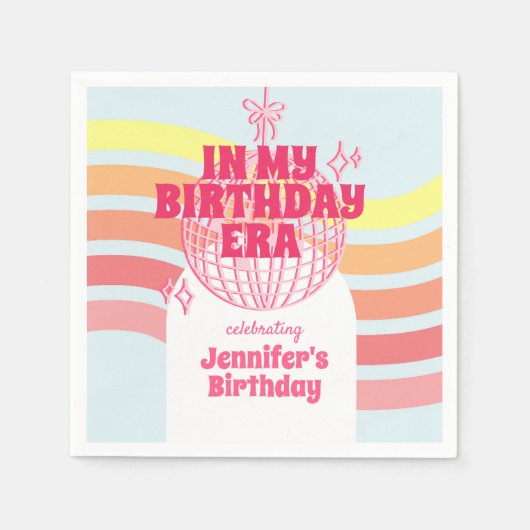 Serviette En Papier Bal Disco Rose Retro Dans Mon Anniversaire Fête (Devant)