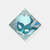 Serviette En Papier Bal masqué bleu sarcelle (Coin)