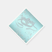 Serviette En Papier Bal masqué bleu sarcelle (Coin)