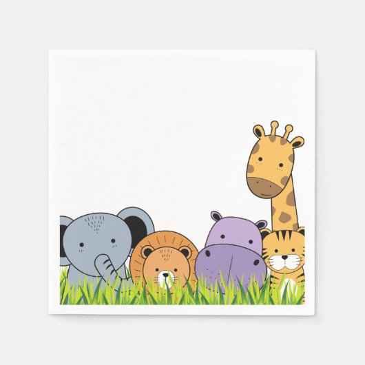 Serviette En Papier Balade d'anniversaire Safari Animaux mignonette Ca (Devant)