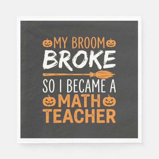 Serviette En Papier Balai d'Halloween de professeur de maths drôle (Devant)