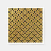 Serviette En Papier Balances de sirène Art déco - Noir & Or (Devant)