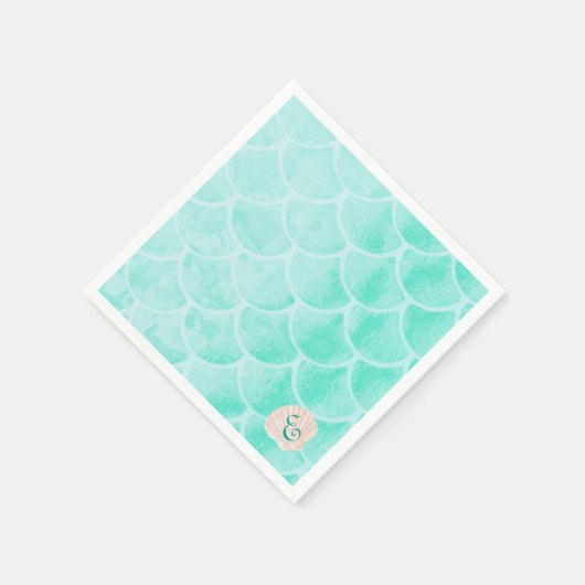 Serviette En Papier Balances de sirènes d'eau | Coquillage | Initiale (Coin)