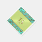 Serviette En Papier Balances en Filigre d'Or Verte Quinceanera Aqua Li (Coin)
