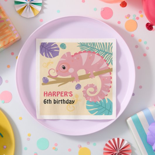 Serviette En Papier Balances et queues Reptile fille Anniversaire