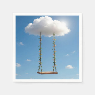 Serviette En Papier Balançoire Suspendue à un Nuage Cumulus