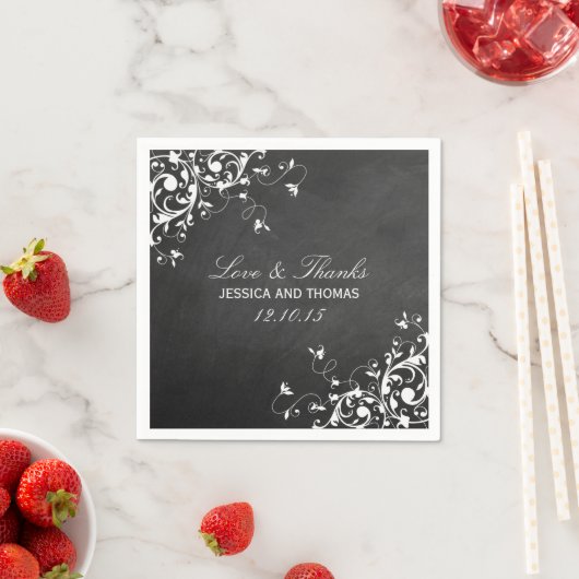 Serviette En Papier Balayades blanches sur les serviettes Mariages en (En situation)