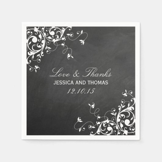 Serviette En Papier Balayades blanches sur les serviettes Mariages en  (Devant)