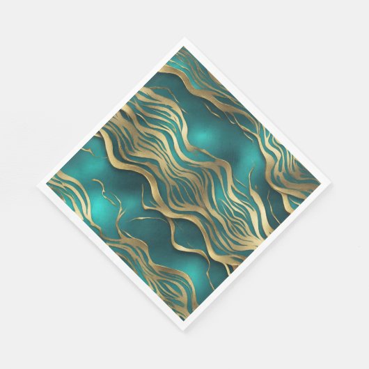Serviette En Papier Balayage doré bleu turquoise bleu Turquoise (Coin)