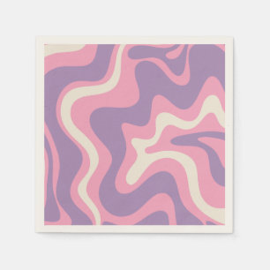 Serviette En Papier Balayage liquide rétro Super rose violet Abstrait
