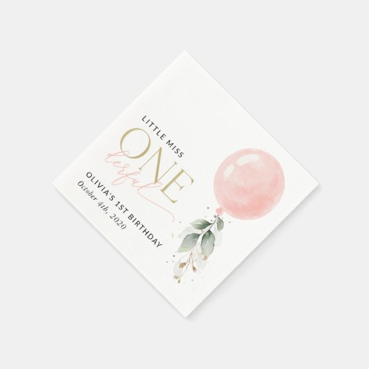 Serviette En Papier Balcon rose, Eucalyptus, Verdure, Premier Annivers (Coin)