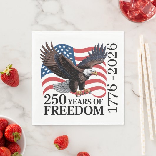 Serviette En Papier Bald Eagle American Flag 250 Years of Freedom (En situation)