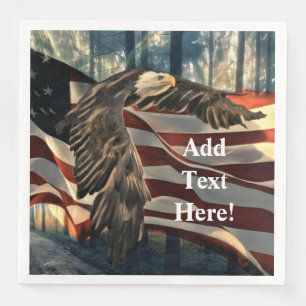 Serviette En Papier Bald Eagle American Flag Country Road Diner