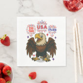Serviette En Papier Bald Eagle avec Fireworks - USA 250 ans 1776-2026 (En situation)
