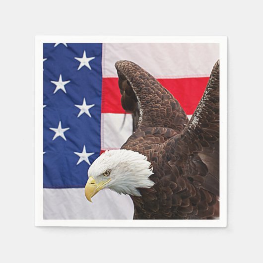 Serviette En Papier Bald Eagle avec le drapeau américain (Devant)