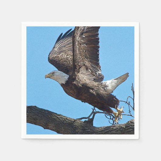 Serviette En Papier Bald Eagle décolle (Devant)