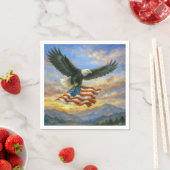 Serviette En Papier Bald Eagle Flying With American Flag (En situation)