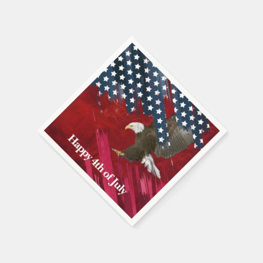 Serviette En Papier Bald Eagle on American Flag Abstract (Coin)