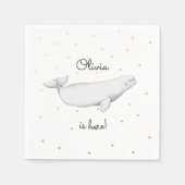 Serviette En Papier Baleine Beluga personnalisée Nouvelle douche bébé (Devant)