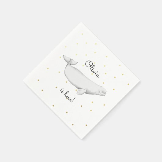 Serviette En Papier Baleine Beluga personnalisée Nouvelle douche bébé (Coin)