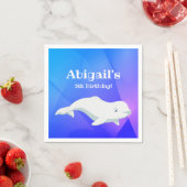 Serviette En Papier Baleine Beluga personnalisée Océan bleu Anniversai (En situation)
