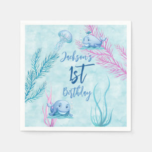 Serviette En Papier Baleine d'un bon anniversaire