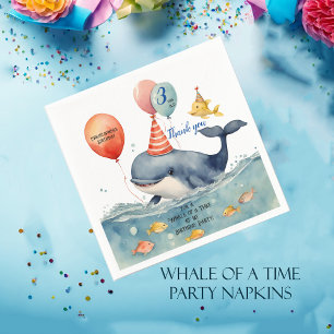 Serviette En Papier Baleine d'un garçon du temps Anniversaire Merci pe