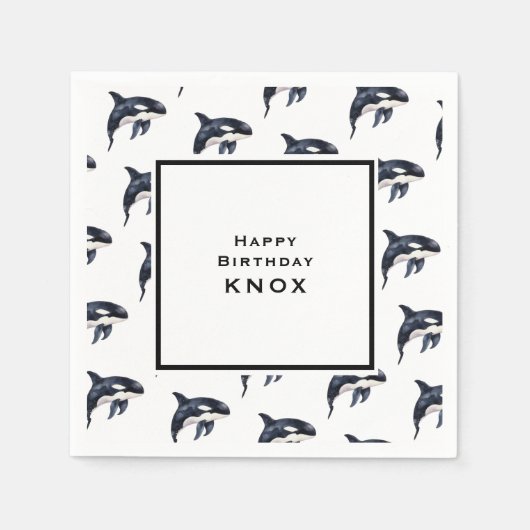 Serviette En Papier Baleine fête d'anniversaire (Devant)