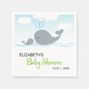 Serviette En Papier Baleine mignonne et baleine de bébé, baby shower