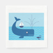 Serviette En Papier Baleine nautique et voilier Océan Blue Sea (Devant)