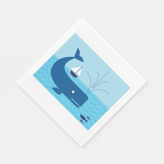 Serviette En Papier Baleine nautique et voilier Océan Blue Sea (Coin)