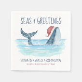 Serviette En Papier Baleine Père Noël Mer Nautique Aquarelle Noël (Devant)