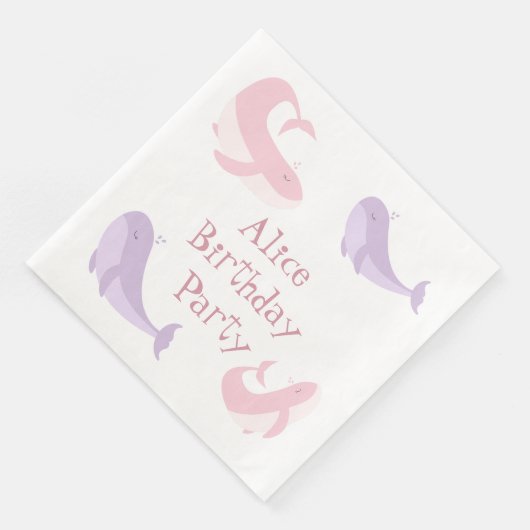 Serviette En Papier Baleine rose Lilac Pastel Océan Poisson fête d'ann (Coin)