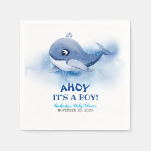 Serviette En Papier Baleine sous le Baby shower marin
