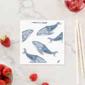 Serviette En Papier Baleines à bosse en aquarelle (En situation)