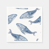 Serviette En Papier Baleines à bosse en aquarelle (Devant)
