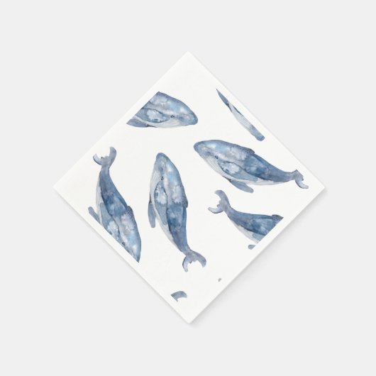 Serviette En Papier Baleines à bosse en aquarelle (Coin)