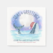 Serviette En Papier Baleines Père Noël Seas Nautique Noël (Devant)