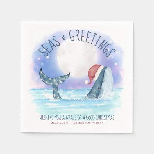 Serviette En Papier Baleines Père Noël Seas Nautique Noël (Devant)