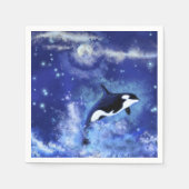 Serviette En Papier Baleines tueuses sur Pleine lune Napkins bleu (Devant)