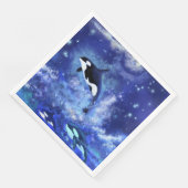 Serviette En Papier Baleines tueuses sur Pleine lune Napkins Bleu nuit (Coin)