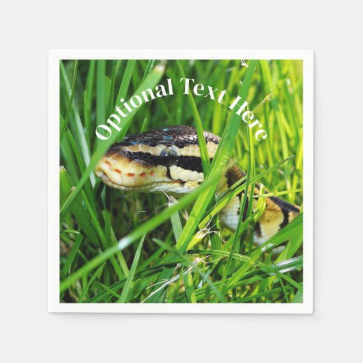 Serviette En Papier Ball Python serpent dans l'herbe (Devant)