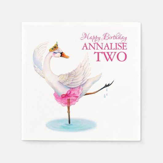Serviette En Papier Balle de cygne 2e anniversaire fête sur mesure ser (Devant)
