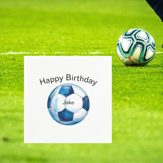 Serviette En Papier Balle de Football bleu Custom Anniversaire