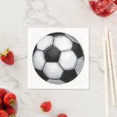 Serviette En Papier Balle de football noir et blanc (En situation)