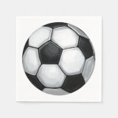 Serviette En Papier Balle de football noir et blanc (Devant)