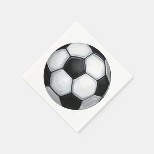 Serviette En Papier Balle de football noir et blanc