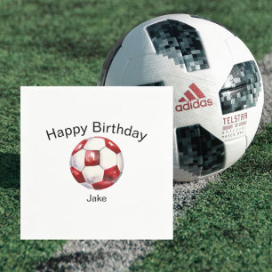 Serviette En Papier Balle de football rouge Custom Anniversaire